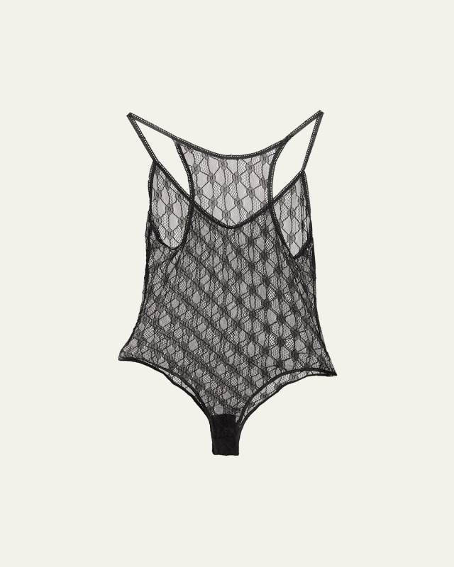 Mildy Plunging Sheer Lace Bodysuit